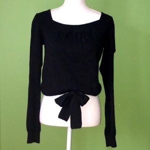 FOR JOSEPH black cropped long sleeved sweater